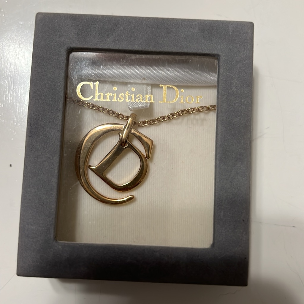 Dior Gold Dangling Letters Necklace With Box